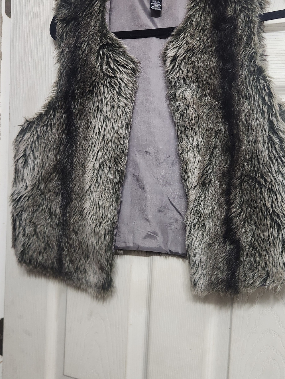 Faux Fur Vest - Gray Faux Fur Open Front Vest